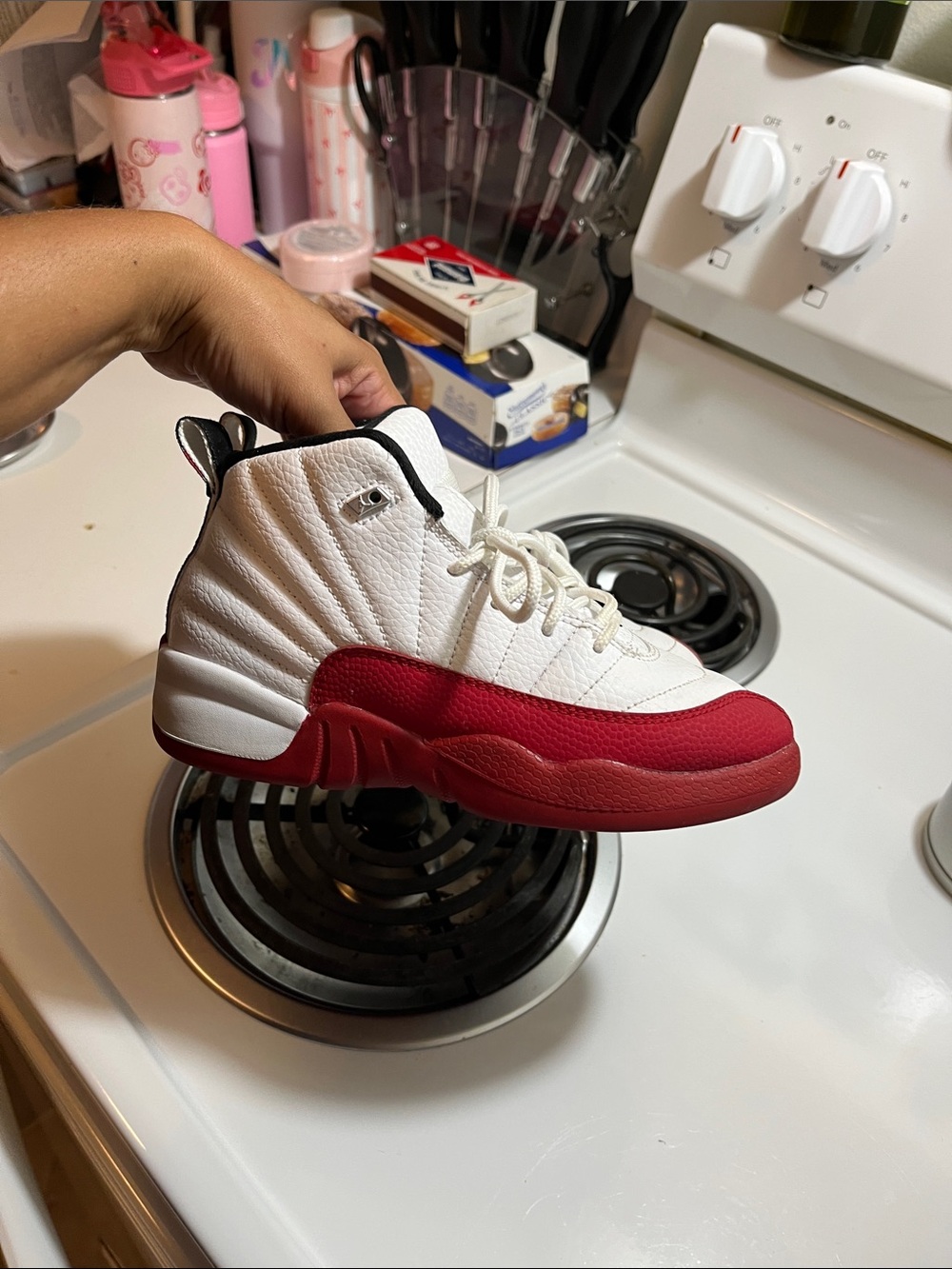 Jordan Kids' White and Red Sneakers